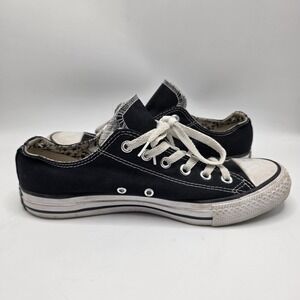 Converse All Star Low Top Black Floral Double Tongue Canvas Sneakers  Size 7